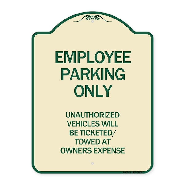 Signmission Employee Parking Only Unauthorized Vehicles Will Be Ticketed Towed at Owners Expense, TG-1824-24630 A-DES-TG-1824-24630 - main